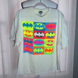 WARNER BROS. Men's Short Sleeve Crew Neck Cream (12) Batman Logos Tee 2XL